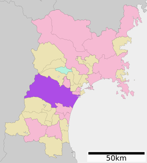 Location of Sendai in Miyagi Prefecture