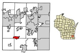 Location of North Prairie in Waukesha County, Wisconsin.