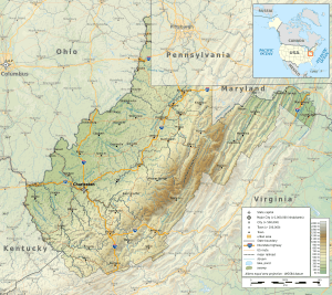 West Virginia geographic map-en