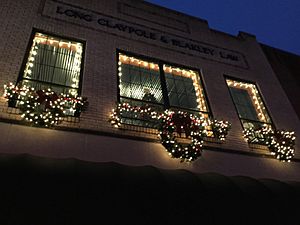 A business in downtown Enid decorated for the winter holiday season