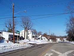 Houses in Goshen in winter