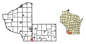 Location within Grant County and Wisconsin