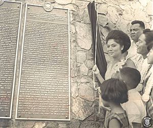 Imelda Marcos at the Bataan Death March Memorial Plaque