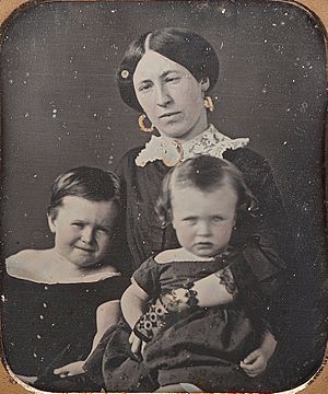Julia Dent Grant with Frederic & Ulysses Jr, 1854