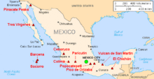 Map mexico volcanoes