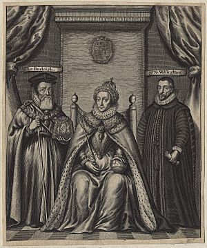 Queen Elizabeth I; Sir Francis Walsingham; William Cecil, 1st Baron Burghley by William Faithorne (2)