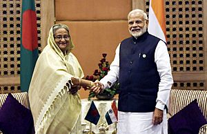 The Prime Minister, Shri Narendra Modi meeting the Prime Minister of Bangladesh, Ms. Sheikh Hasina, on the sidelines of the 4th BIMSTEC Summit, in Kathmandu, Nepal on August 30, 2018