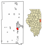 Location of Tilton in Vermilion County, Illinois.