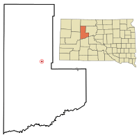 Location in Ziebach County and the state of South Dakota