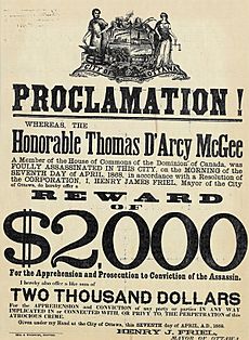 1868 wanted poster following McGees assassination