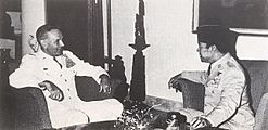 Chairman of the Joint Chiefs of Staff General Maxwell Taylor with Indonesian President Soekarno