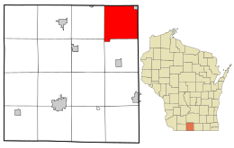 Location in Green County and the state of Wisconsin.