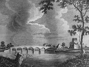 Kelso Abbey and the auld brig in the late 18th century