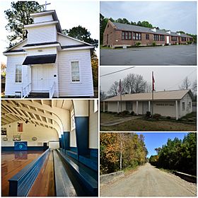 Clockwise from top: The Old Redfield School, Redfield City Hall, the Dollarway Road, Redfield Gymnasium, and the Lone Star Baptist Church