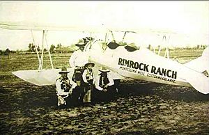 The Rimrock Ranch airplane, around 1930. Rimrock Ranch was a dude ranch near Montezuma Well.