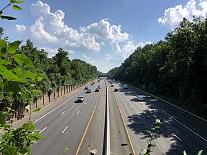 2021-06-30 16 41 25 View west along Interstate 78 (Phillipsburg-Newark Expressway) from the wildlife overpass just west of Union County Route 527 (Glenside Avenue) in Summit, Union County, New Jersey