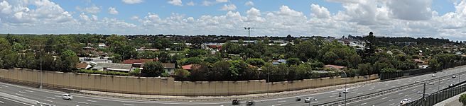 MacGregor suburb panorama, looking from the east.