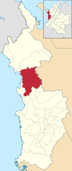 Location of the municipality and town of Bojayá in the Chocó Department of Colombia