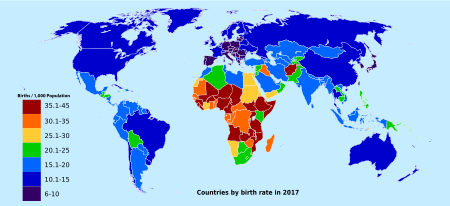 Countries by Birth Rate in 2017