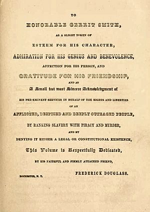 Dedication page of Frederick Douglass, My Bondage and My Freedom