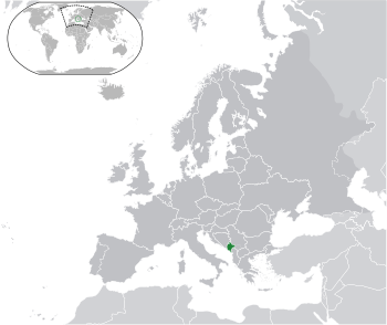 Location of  Montenegro  (green)on the European continent  (dark grey)  —  [Legend]