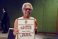Jenny Munro with award