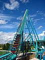 Leviathan lift hill with train