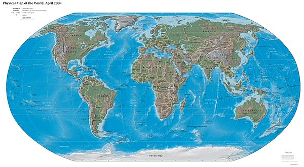 Physical World Map 2004-04-01