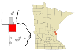 Location of the city of North Branchwithin Chisago County, Minnesota