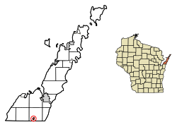 Location of Forestville in Door County, Wisconsin.