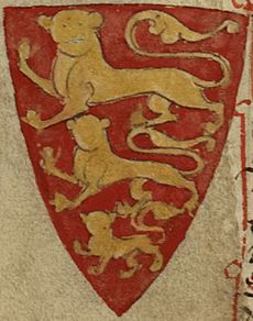 Henry III, King of England, coat of arms (Royal MS 14 C VII, 100r)