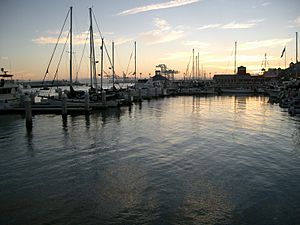 Jack London docks at dawn, summertime