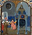 Louis de Bruges in front of an astronomical clock Henri Suso, Horloge de Sapience 1470-1480