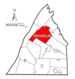 Map of Franklin County, Pennsylvania highlighting Letterkenny Township