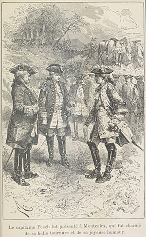 Montcalm negociant la reddition de Fort William Henry en 1757