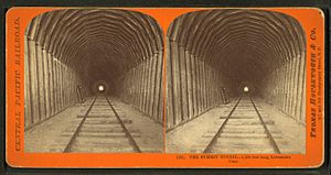 The Summit Tunnel, 1,200 feet long, Livermore Pass, by Thomas Houseworth & Co.