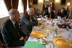 Vice President Cheney Talks with Secretary of the Treasury Henry Paulson at Economic Principals Lunch Held at the Treasury Department (18642754742)