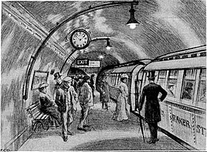 Baker Street Waterloo Railway platform March 1906 (cropped)
