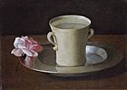 Francisco de Zurbarán - Cup of Water and a Rose on a Silver Plate - WGA26060