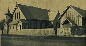 New and old church buildings of St Paul's Presbyterian Church, Mackay, circa 1922