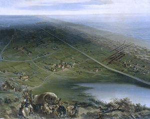 Panoramic view on the Battle of Dunes in 1658