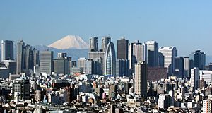 Skyscrapers of Shinjuku with Mount Fuji in the background