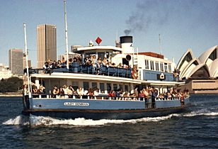Sydney ferry LADY DENMAN heading for Taronga Zoo 1975