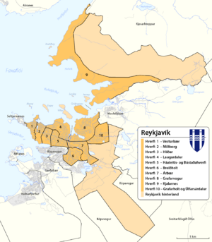 Administrative map of Reykjavík