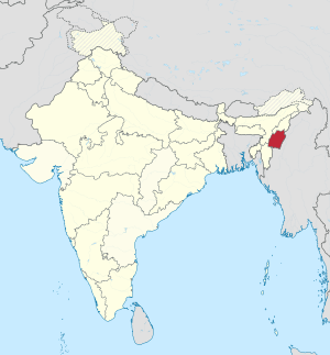 Manipur in India (disputed hatched)