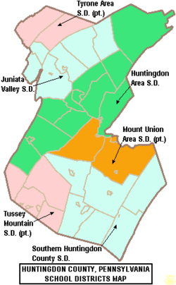 Map of Huntingdon County Pennsylvania School Districts
