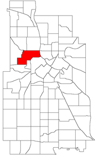 Location of Near North within the U.S. city of Minneapolis