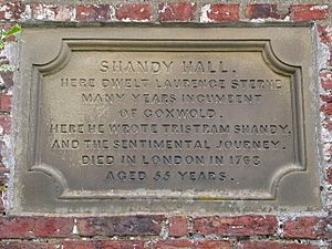 Plaque commemorating Laurence Sterne at Shandy Hall