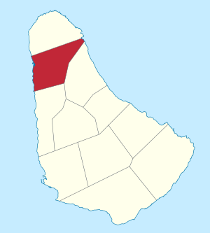 Map of Barbados showing the Saint Peter parish