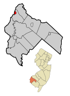 Penns Grove Borough highlighted in Salem County. Inset map: Salem County highlighted in the State of New Jersey.